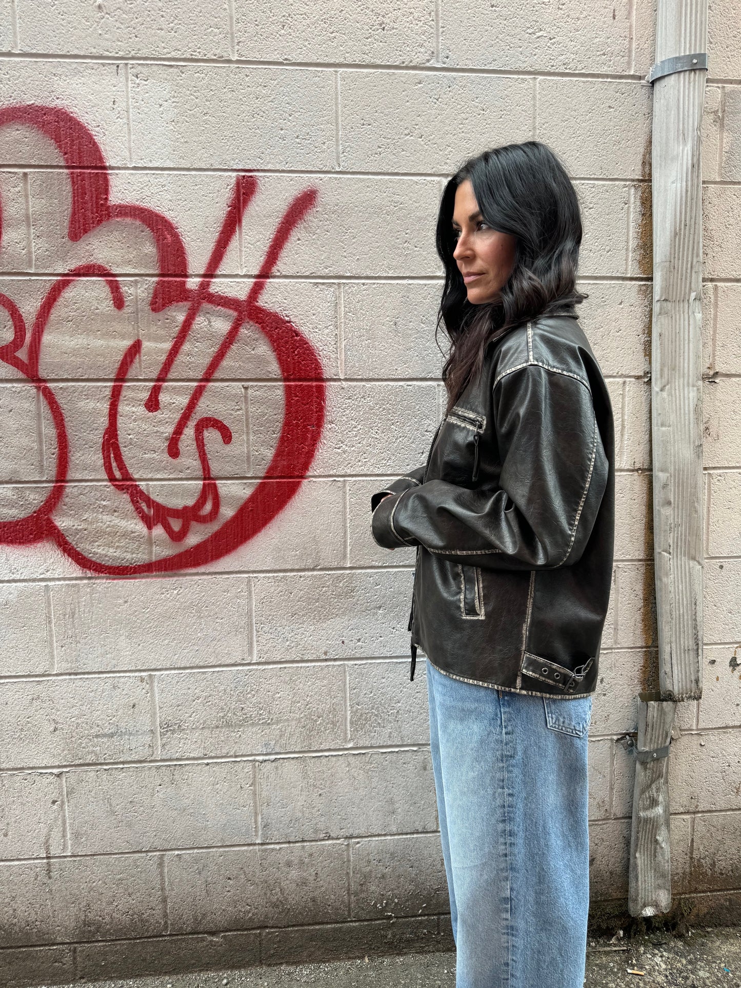 VINTAGE VIBES LEATHER MOTO JACKET