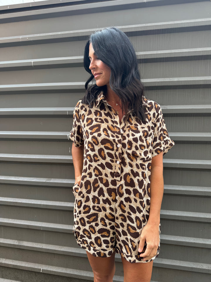 DEMURE WHO LEOPARD ROMPER