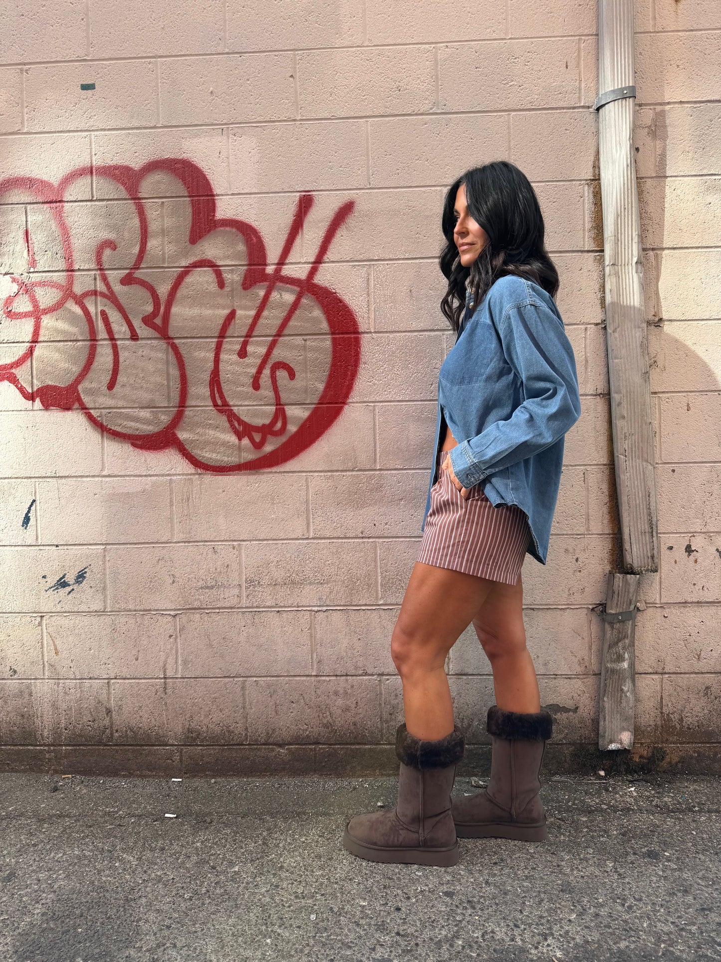 DENIM ON TOP BUTTON UP