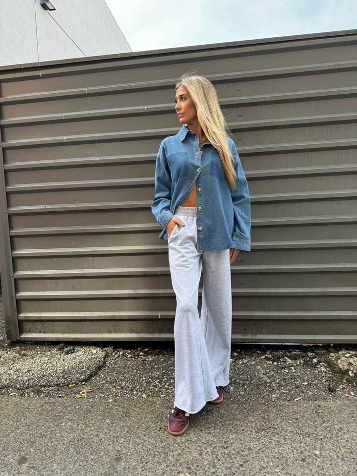 HEATHER WIDE-LEG SWEATS