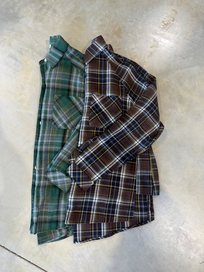 ABRI OVERSIZED FLANNEL BUTTON UP X BROWN
