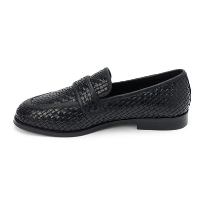 NED WOVEN LEATHER LOAFER X BLACK