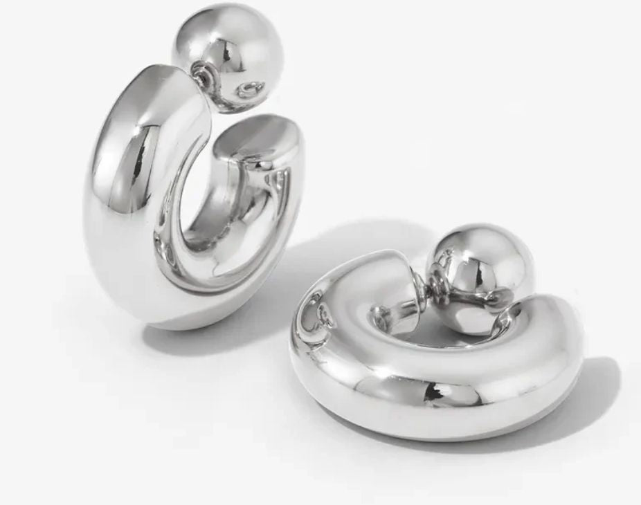 PUFFY HOOP EARRINGS X SILVER