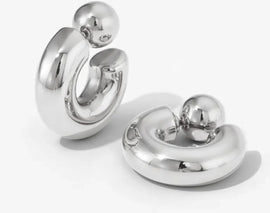 PUFFY HOOP EARRINGS X SILVER