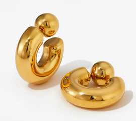 PUFFY HOOP EARRINGS X GOLD