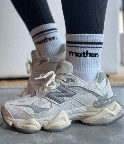 MOTHER. HALF CREW STRIPED SOCKS X BLACK