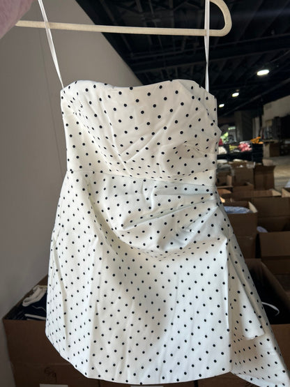 MIDNIGHT DOT STRAPLESS MINI DRESS
