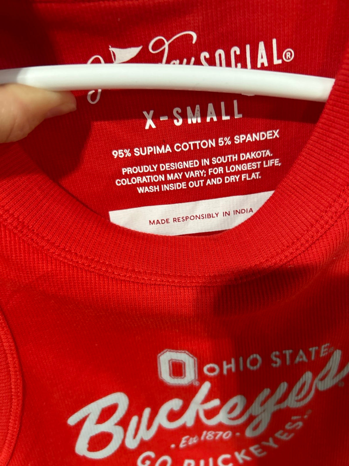 Red Ohio State Buckeyes women's crewneck sweatshirt, X-Small, 95% Supima cotton