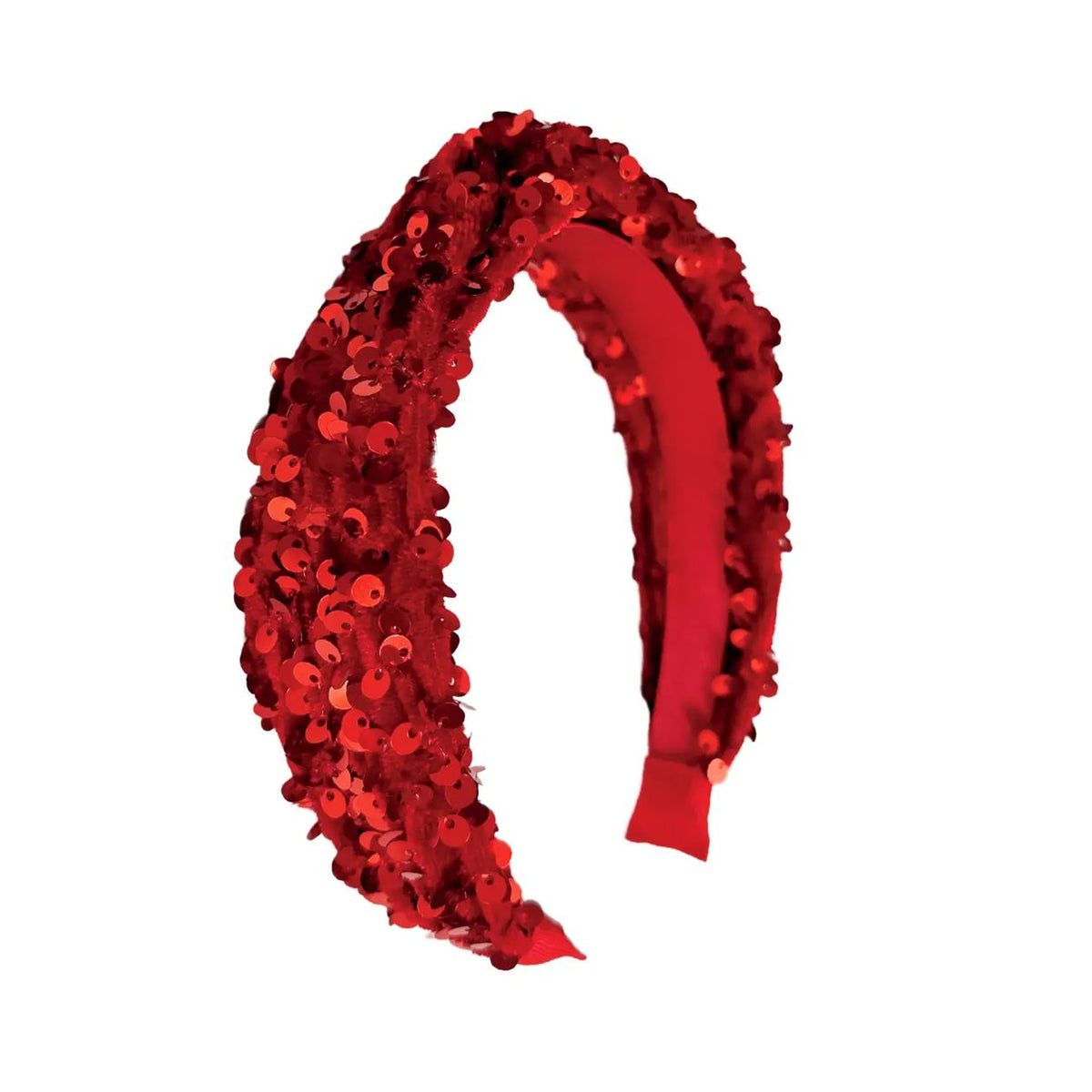 SEQUIN VELBET HEADBAND X RED