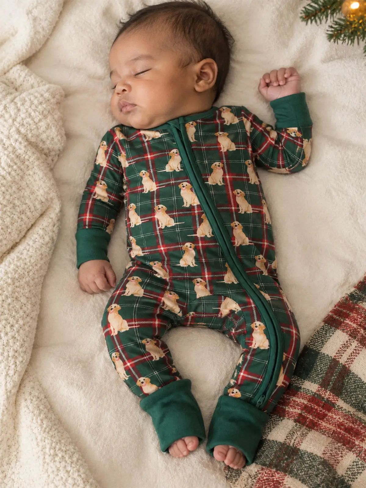 CHRISTMAS GOLDEN RETRIEVERS 2 WAY ZIP ONESIE
