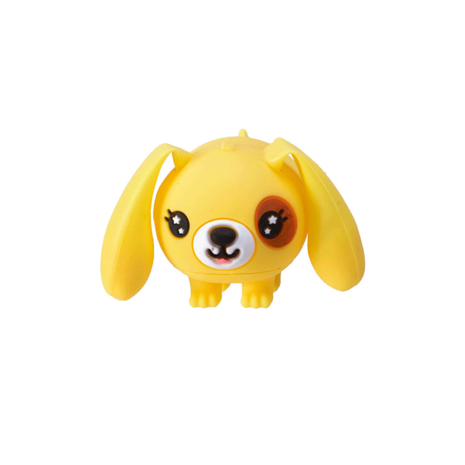 Yellow cartoon dog toy figure with floppy ears and star-detail eyes