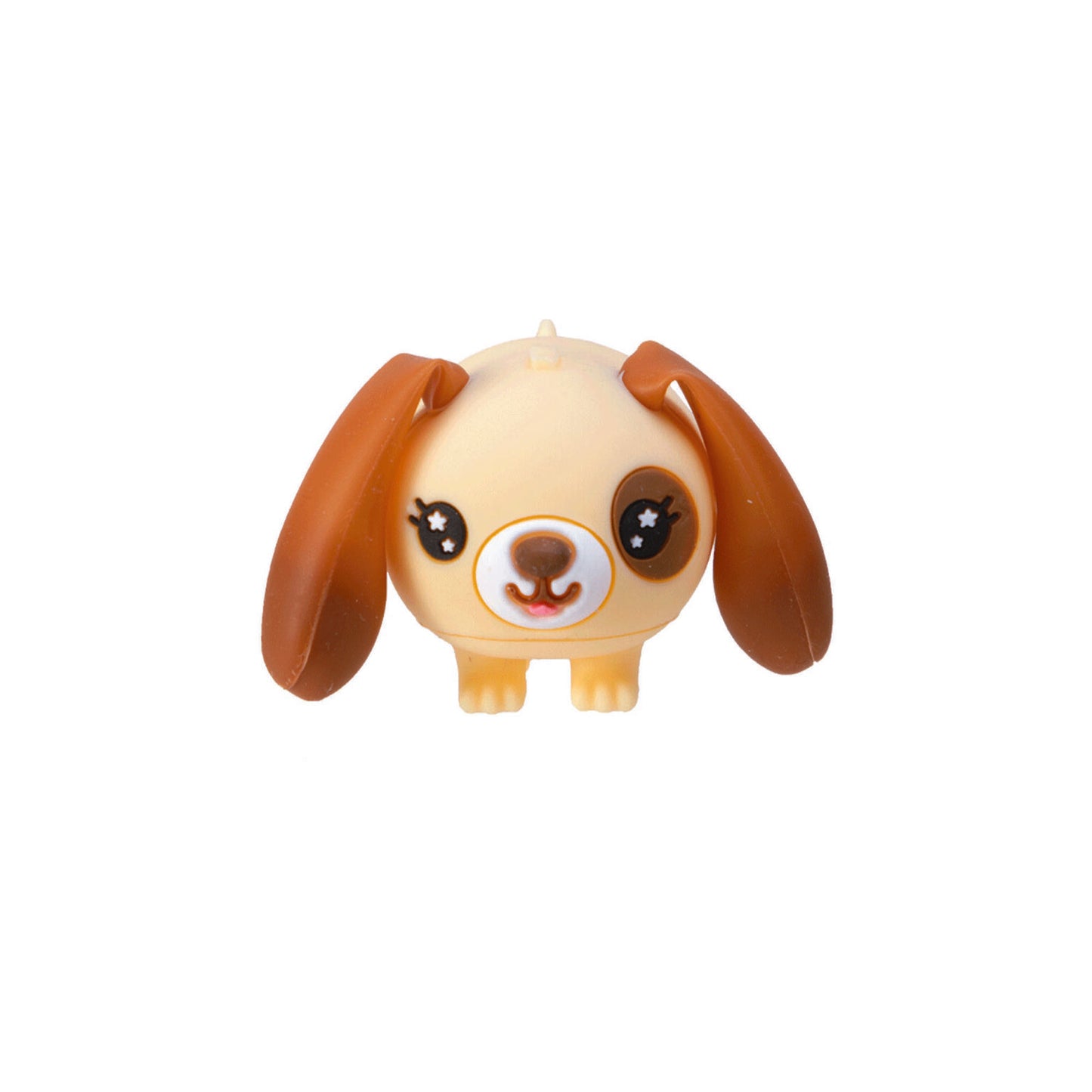 Cute kawaii dog figurine toy with brown floppy ears and star eyes
