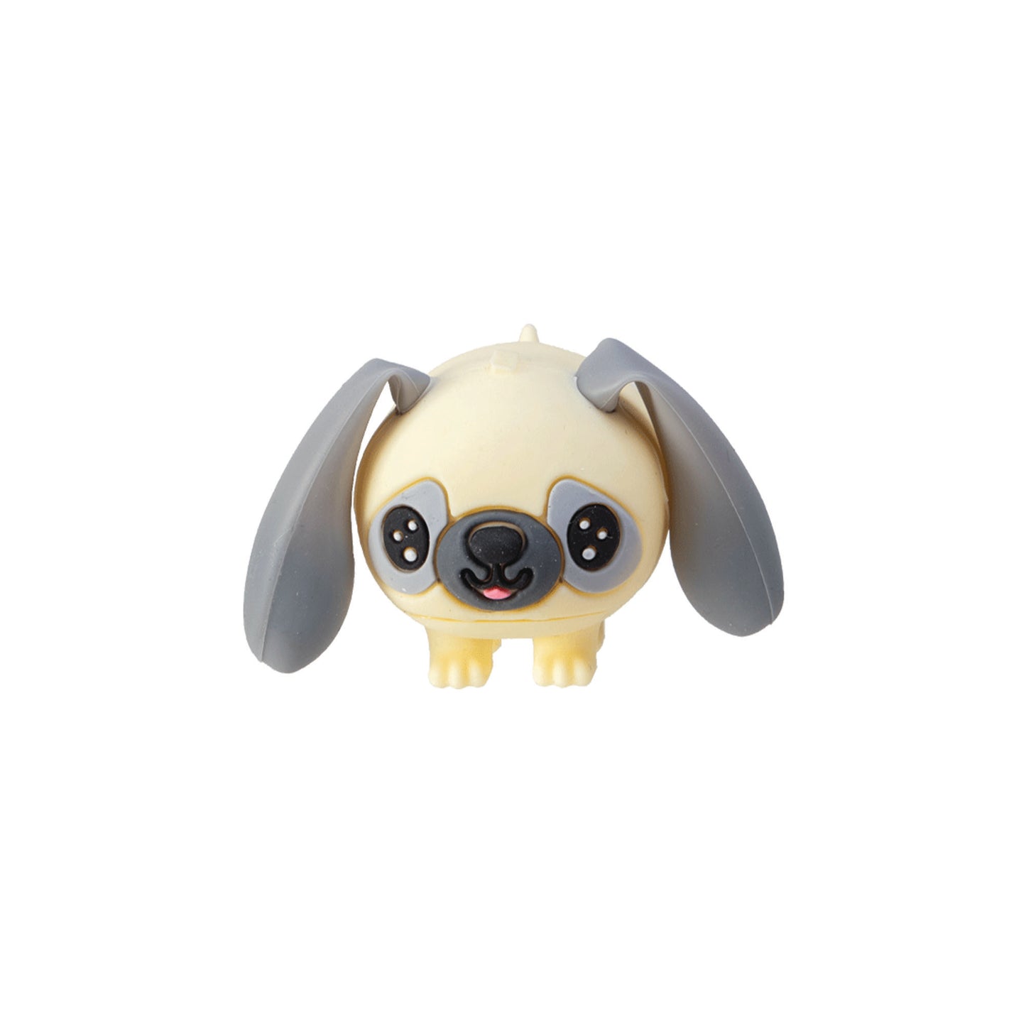 Cream and gray cartoon dog toy figurine with large floppy ears and big eyes