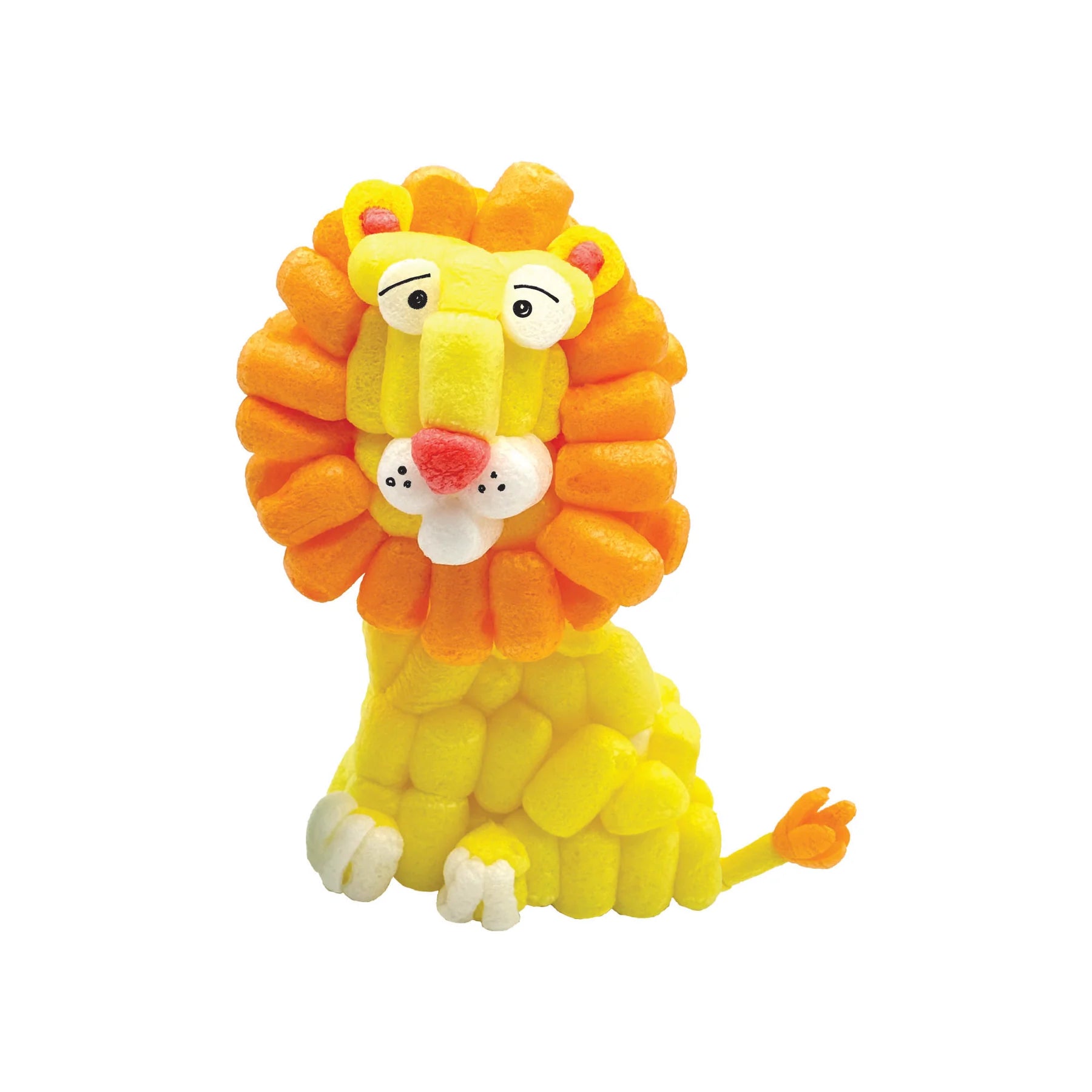 Yellow and orange foam puff lion sculpture craft kit figure with mane