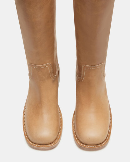STEVE MADDEN RIGGS BANANA LEATHER BOOTS