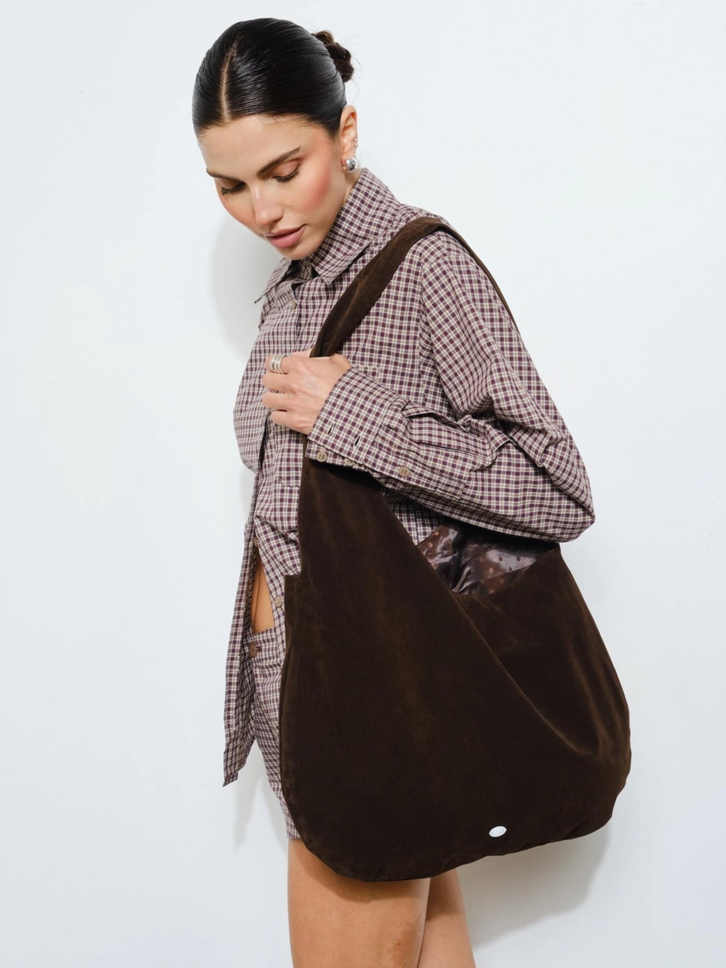 STEVIE SUEDE HOBO BAG X DARK BROWN
