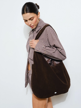 STEVIE SUEDE HOBO BAG X DARK BROWN