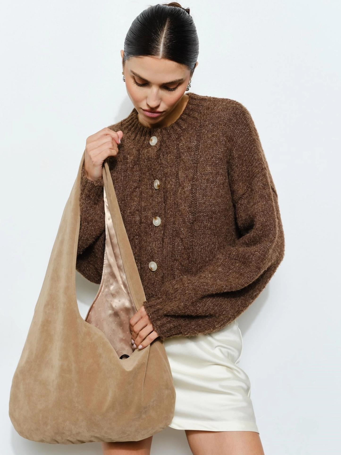 STEVIE SUEDE HOBO BAG X TAN