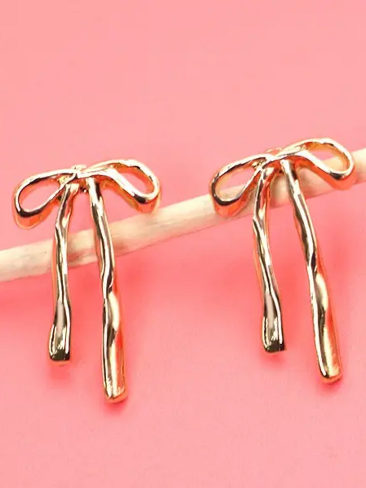 LONG BOW RIBBON STUD EARRINGS