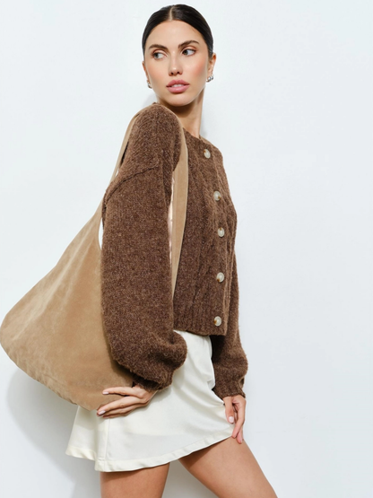 STEVIE SUEDE HOBO BAG X TAN