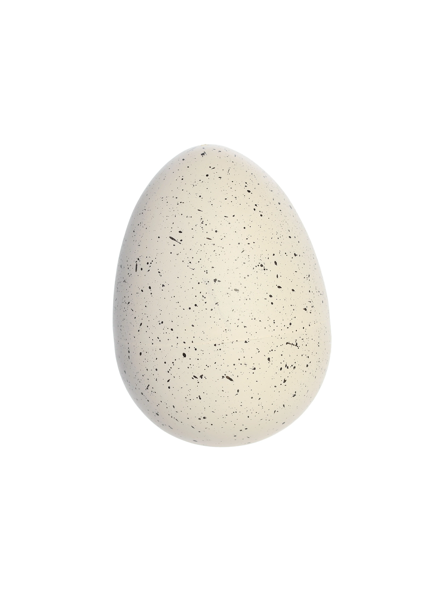 Speckled cream white egg with dark spots, 4 inches tall