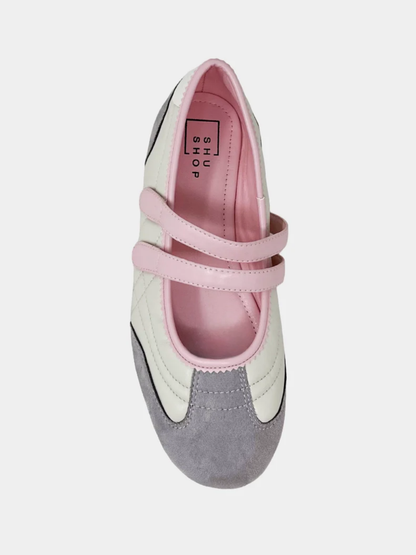SALOME MARY JANE BALLET SNEAKER X LIGHT GREY &  PINK