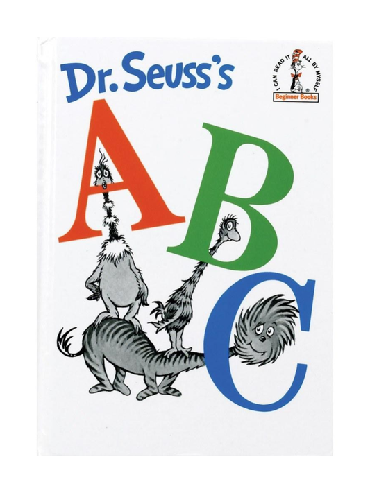 Children's ABC hardcover book with colorful letters and whimsical cartoon animals