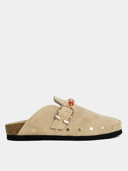 TINA STUDDED CLOG X BEIGE SUEDE