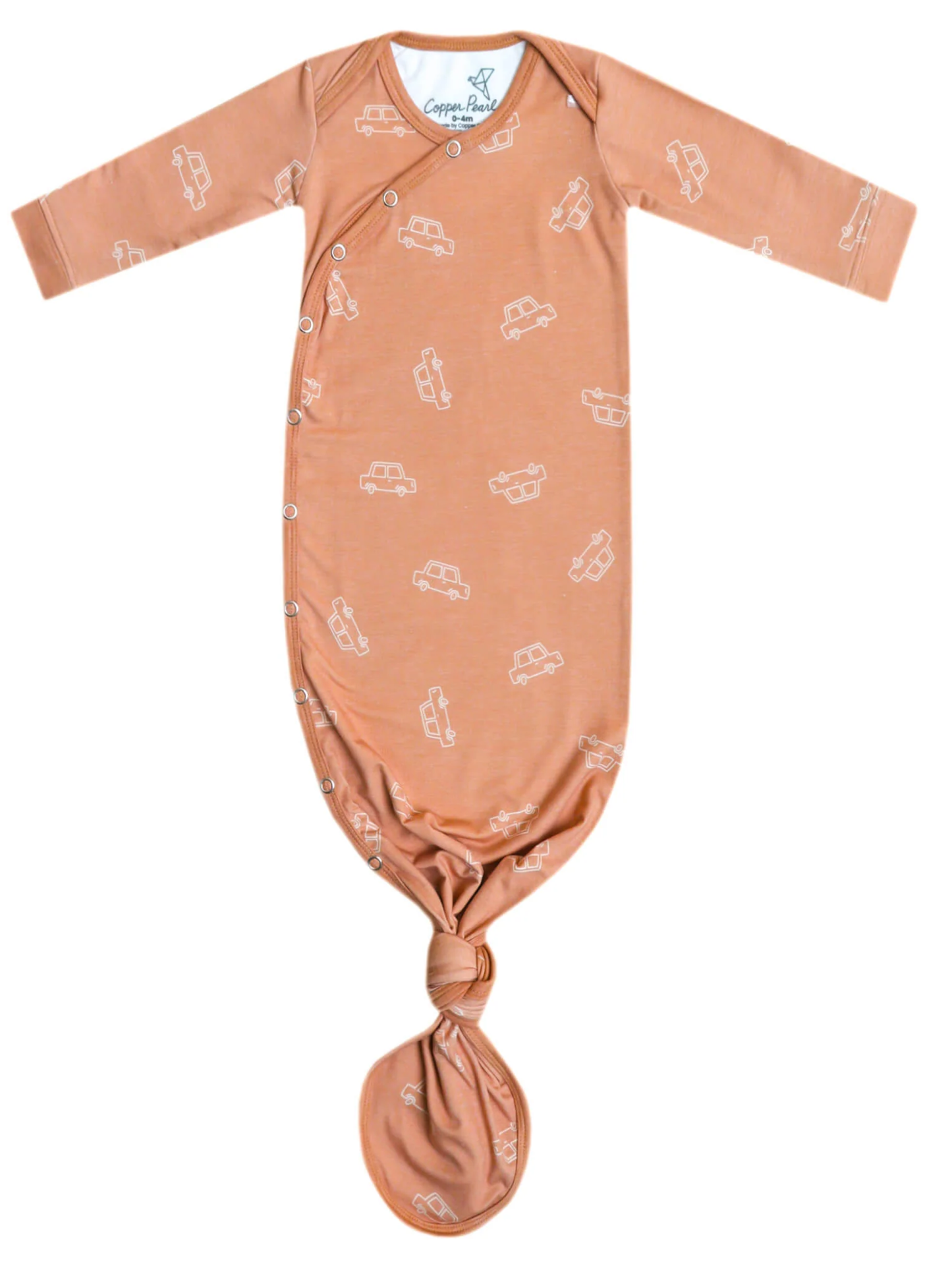 COPPER PEARL NEWBORN KNOTTED GOWN IN COOPER