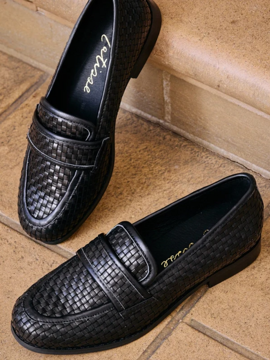NED WOVEN LEATHER LOAFER X BLACK