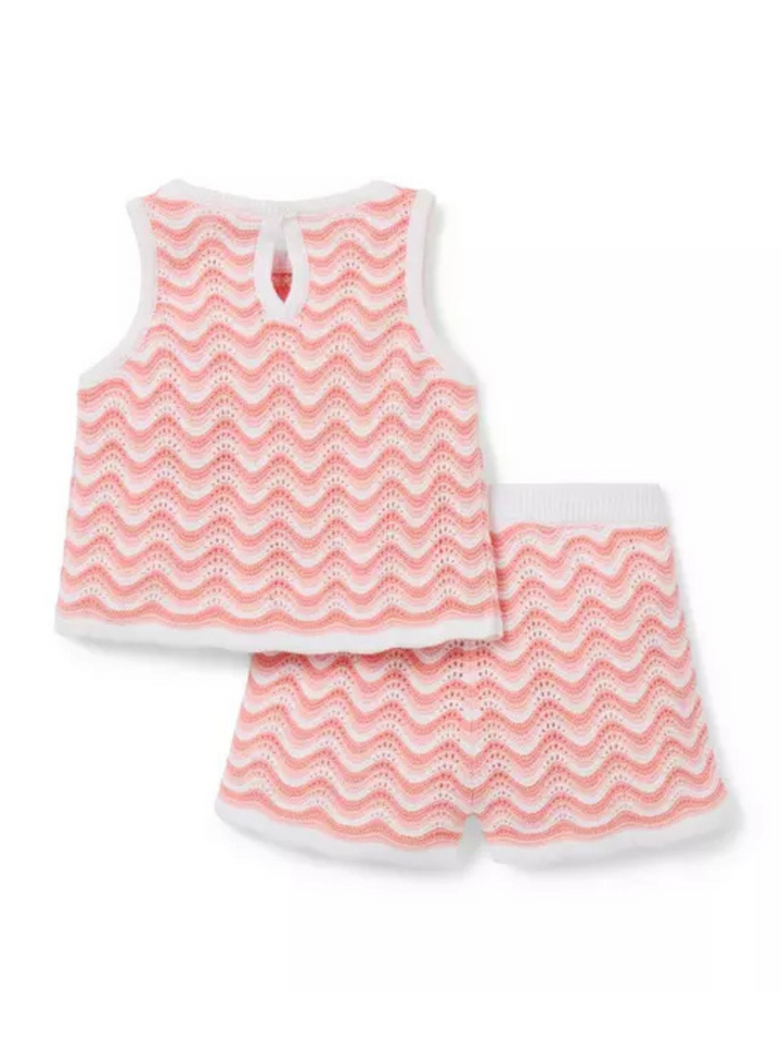 WAVY STRIPED CROCHET SET X PEACH