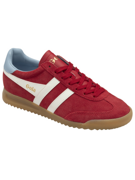 red suede sneaker with white stripes gola sneaker red gola sneaker