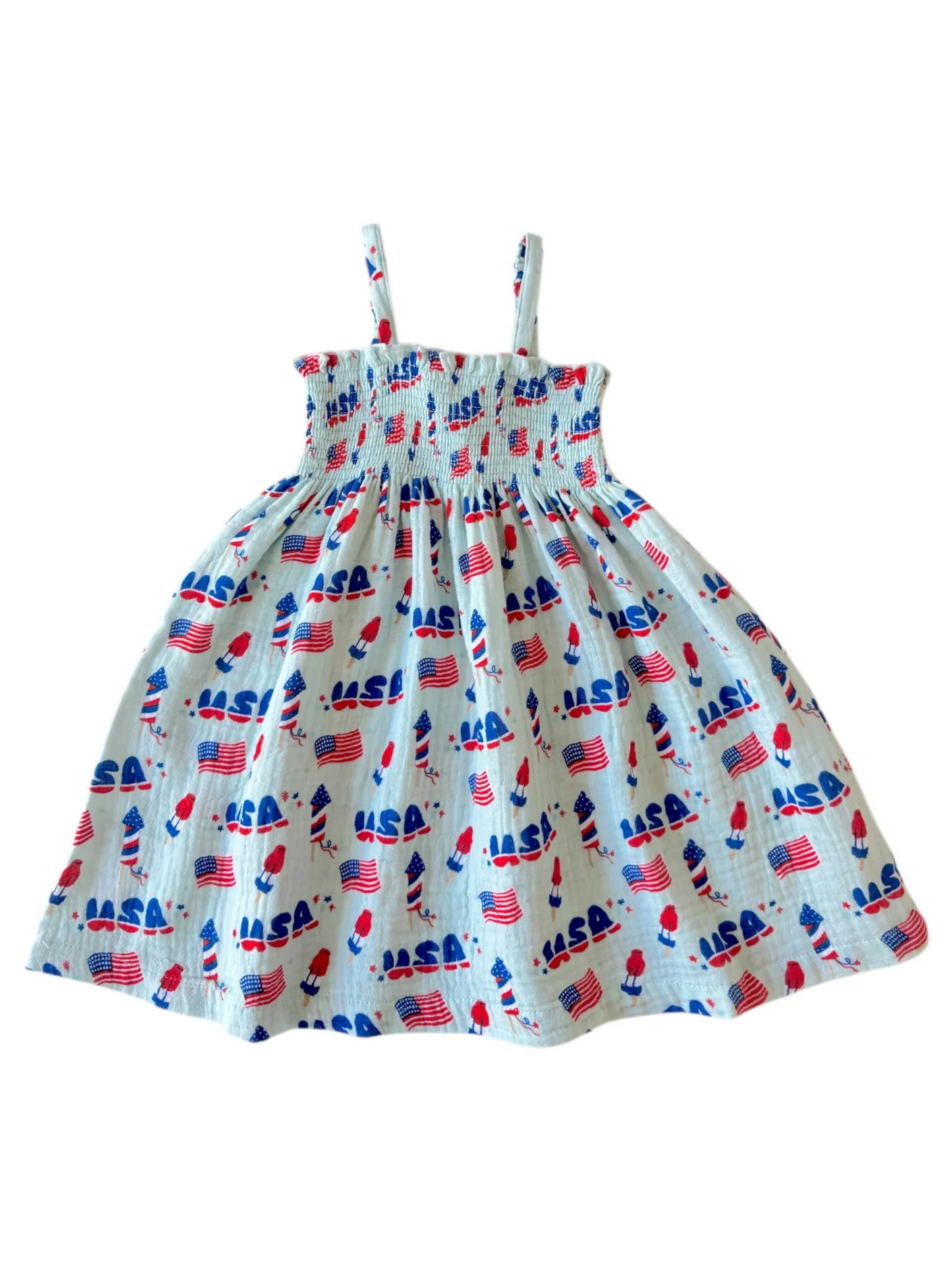 SMOCKED TUBE DRESS X BLUE 4TH OF JULY