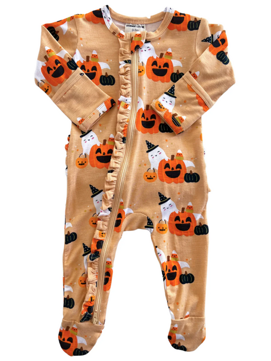 2-WAY RUFFLE ZIP FOOTIE X HALLOWEEN CLUSTER