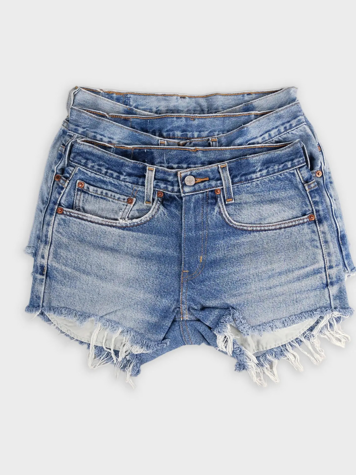 LEVI'S UPCYCLED LOW RISE DENIM SHORTS