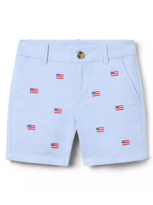 boys oxford embroidered american flag shorts