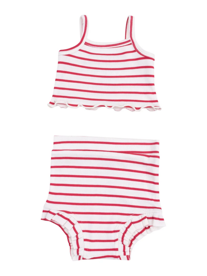 TANK TOP & HIGH WAISTED SHORTS X STRIPE VINTAGE RED