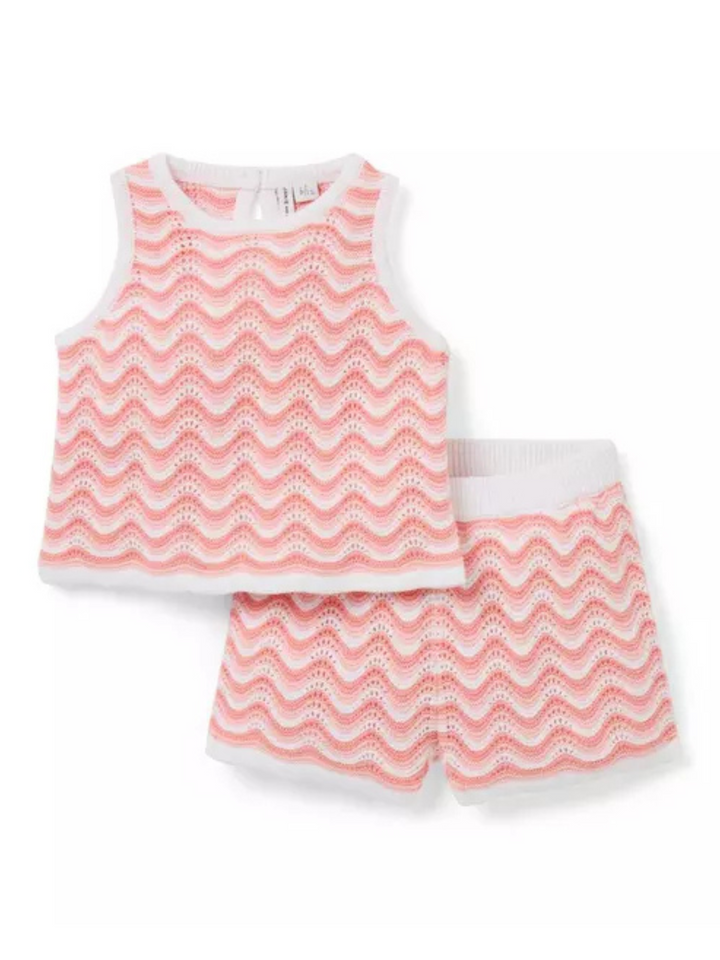 WAVY STRIPED CROCHET SET X PEACH