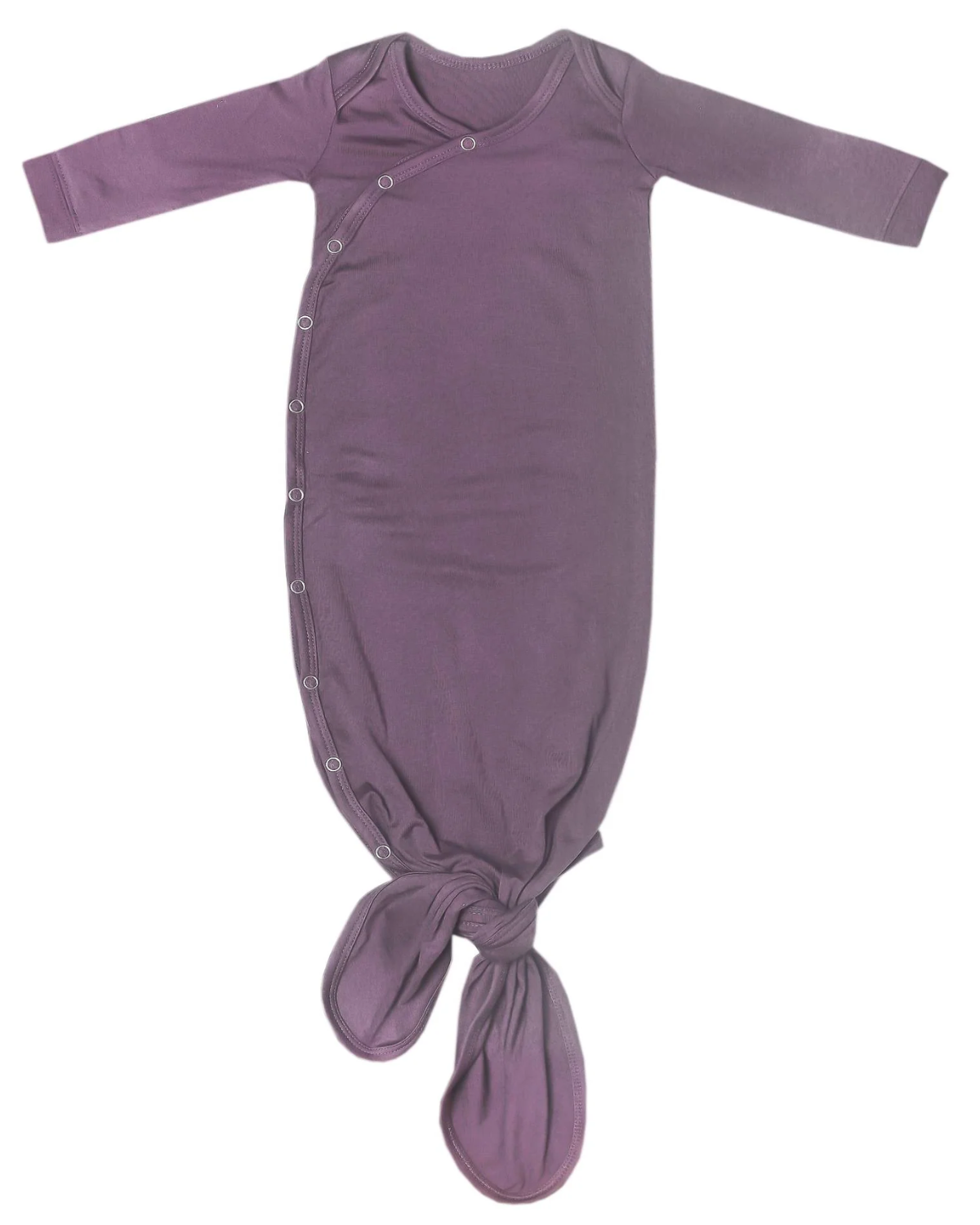 COPPER PEARL NEWBORN KNOTTED GOWN IN PLUM