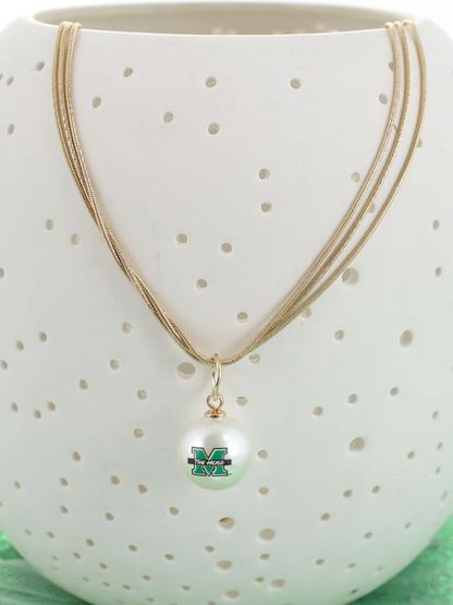 MARSHALL PEARL LOGO LAYERED NECKLACE