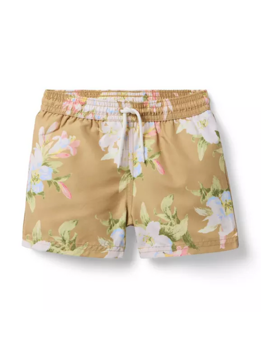 RECYCLED FLORAL SWIM TRUNKS X ICED LATTE FLORAL
