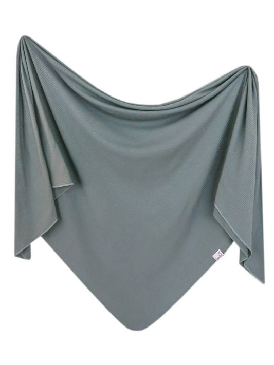 copper pearl ribbed knit swaddle moss