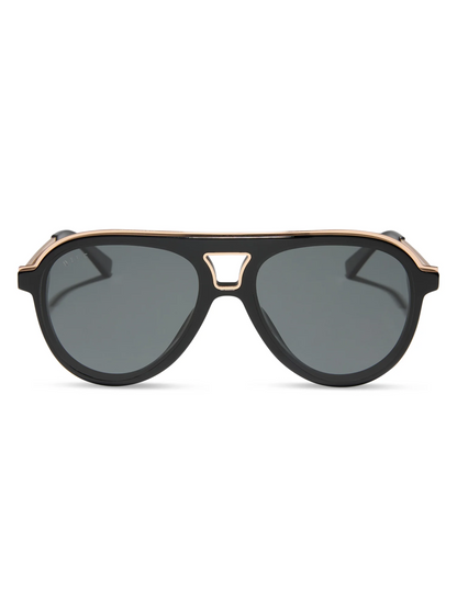 diff flat brow bar modern aviator black sunglasses