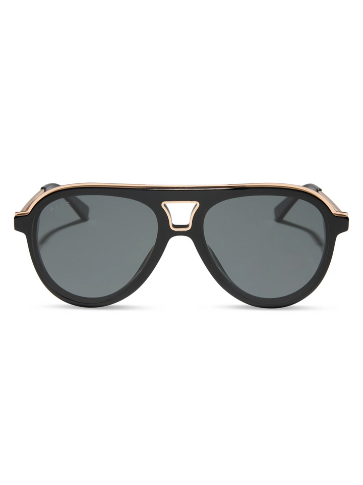 diff flat brow bar modern aviator black sunglasses