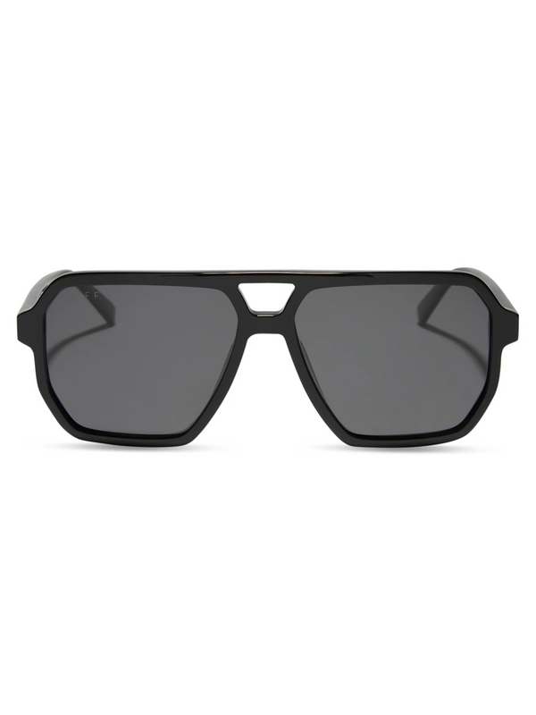 diff geometric aviator style black frame sunglasses