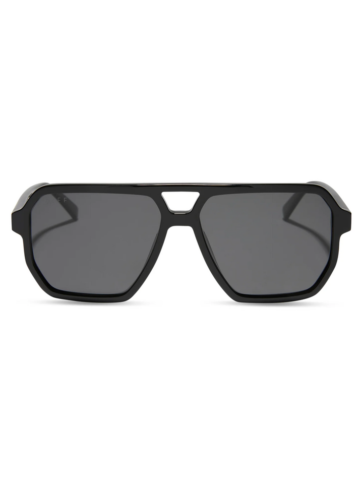 diff geometric aviator style black frame sunglasses
