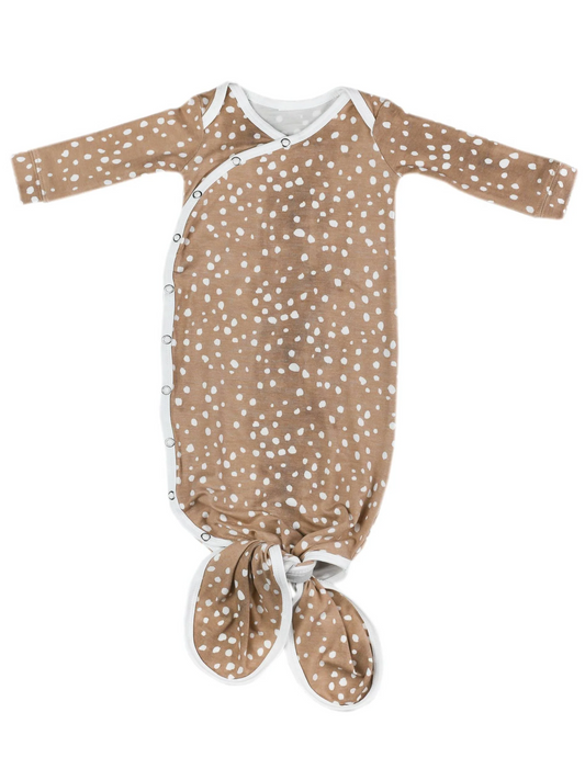 COPPER PEARL NEWBORN KNOTTED GOWN IN FAWN