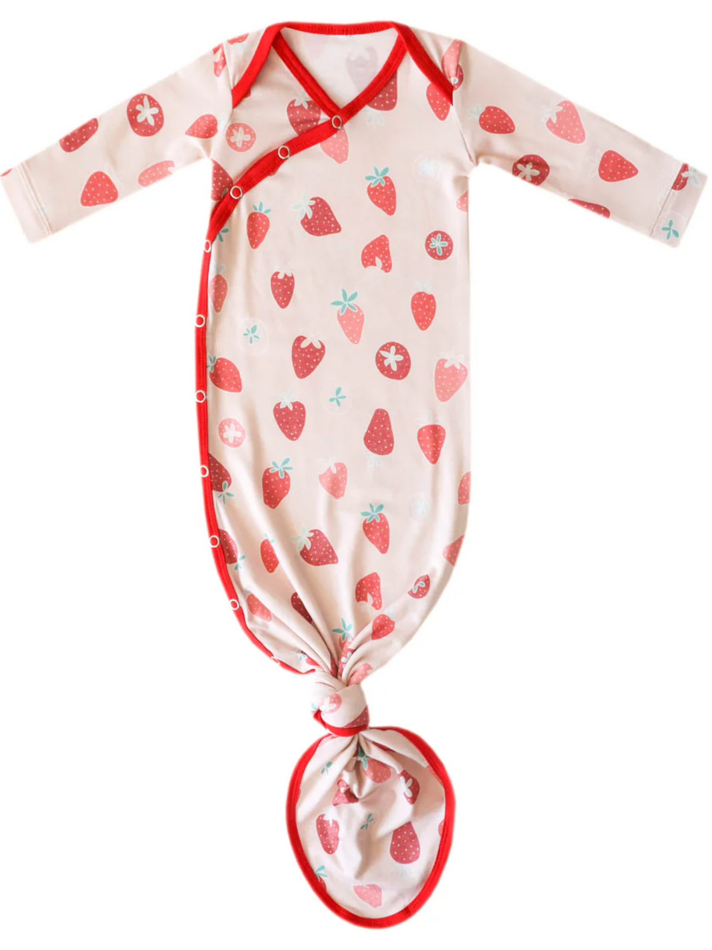 COPPER PEARL NEWBORN KNOTTED GOWN IN STRAWBERRY