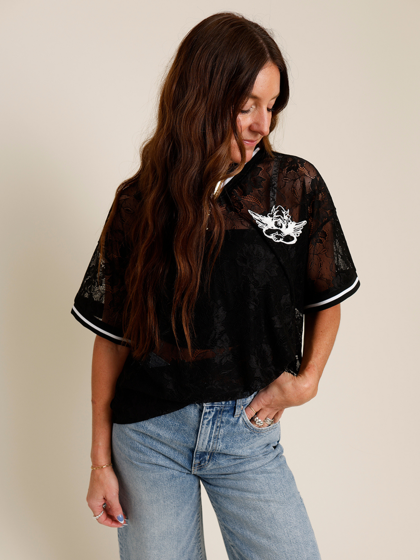 boys lie black sheer mesh jersey