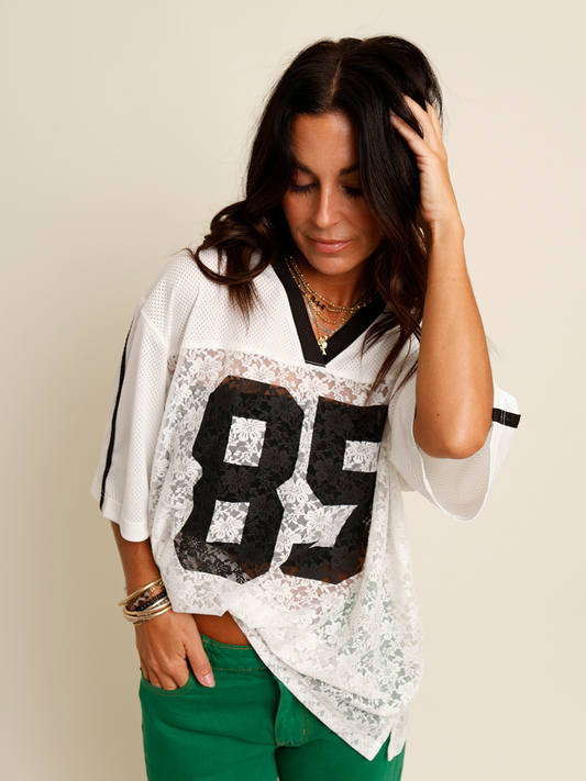 black and white lace "85" jersey 